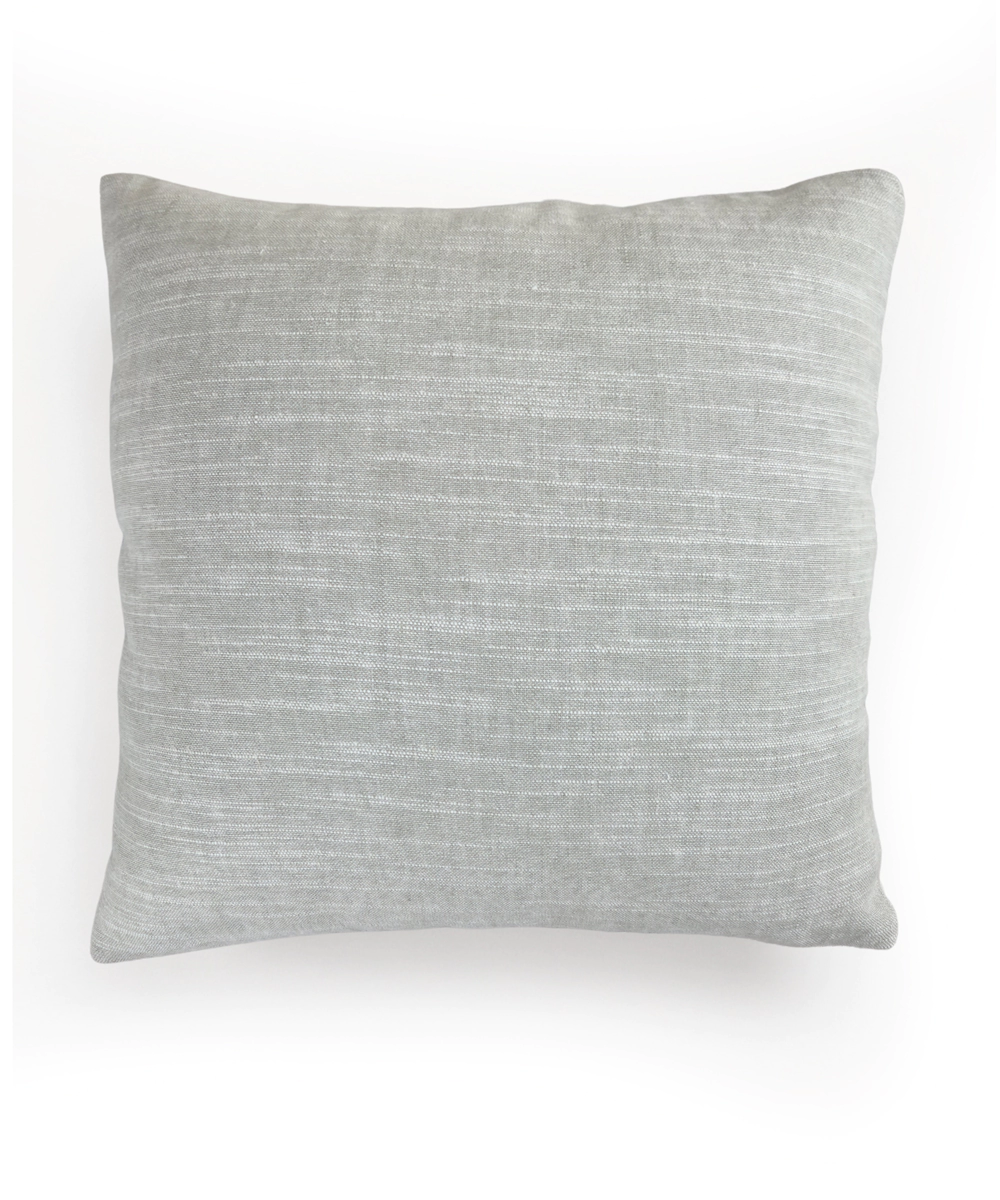 Slate Blue Cotton Slub Hand Embroidered Cushion Cover (16x16 Inches)