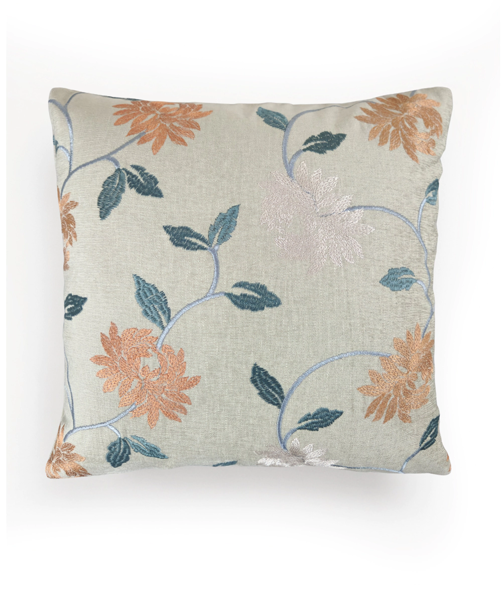 Beige Multi Embroidered All over Cushion Cover (16x16 Inches)