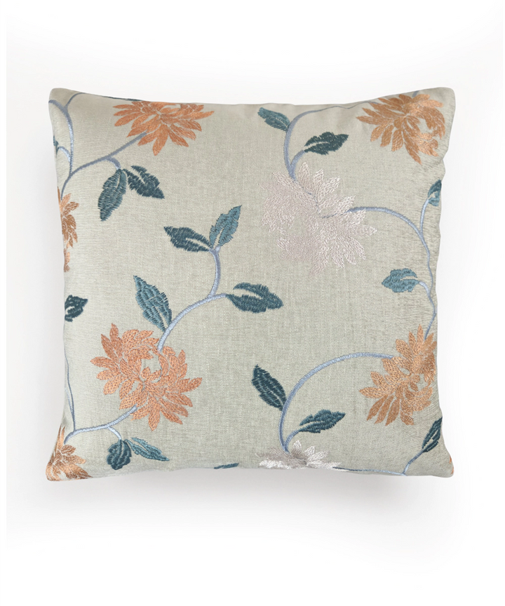 Beige Multi Embroidered All over Cushion Cover (16x16 Inches)