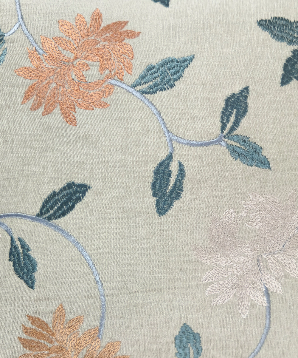 Beige Multi Embroidered All over Cushion Cover (16x16 Inches)