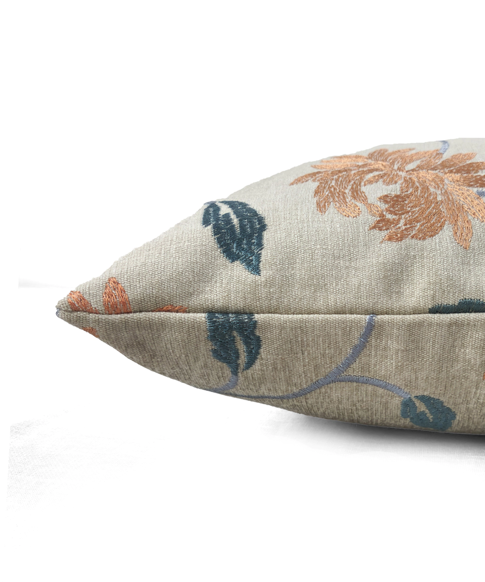 Beige Multi Embroidered All over Cushion Cover (16x16 Inches)