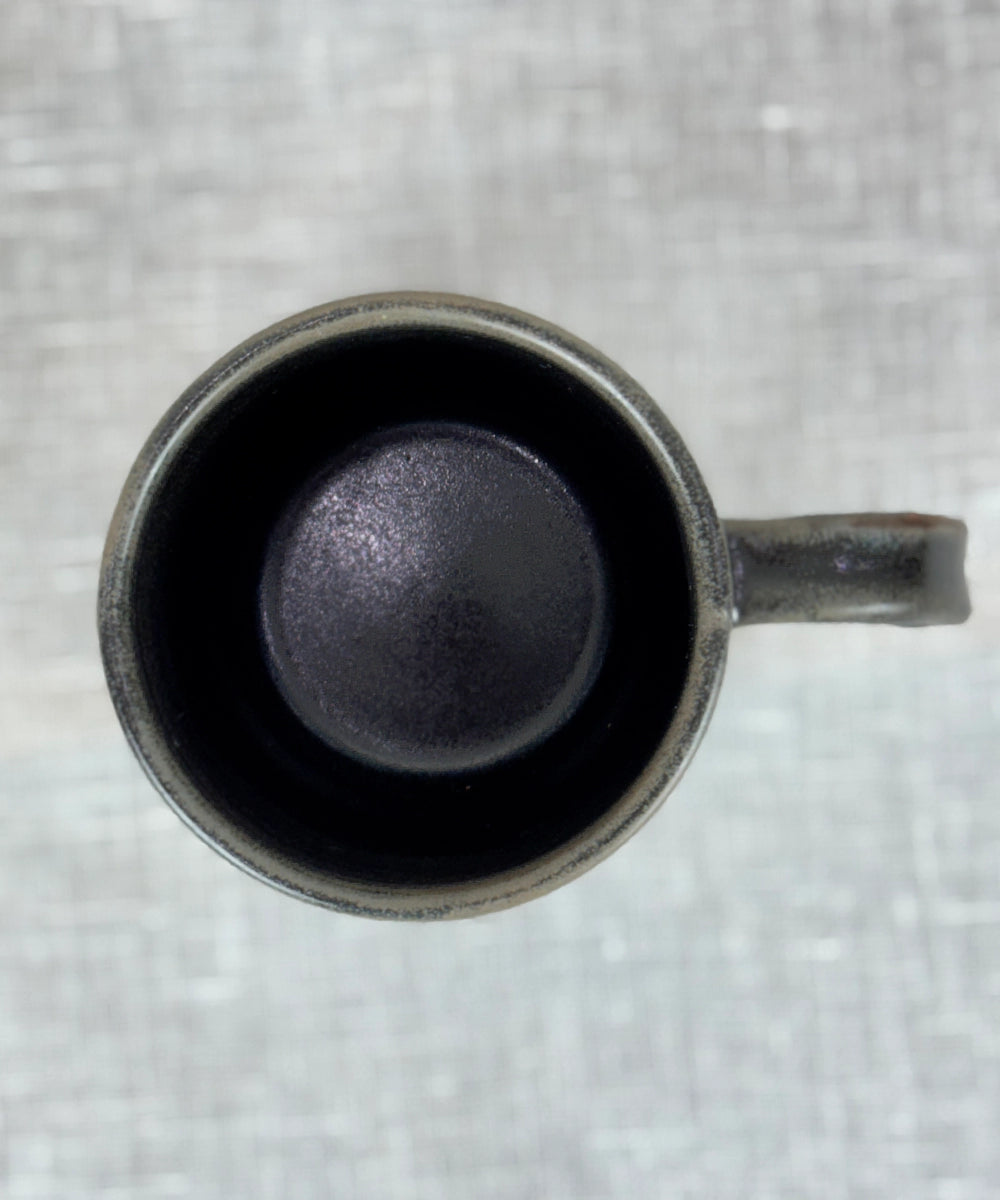 Gift Box Set of 2 Horizontal Ring Charcoal Ceramic Coffee Mug (300 ml)