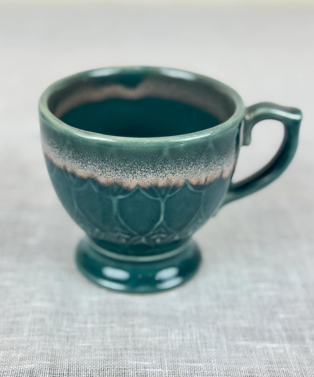 Gift Box Set of 2 Green Streak Ceramic Coffee Mug (240ml)