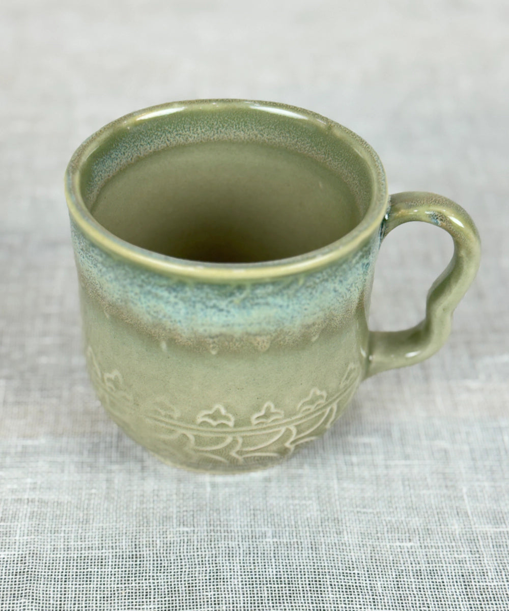 Gift Box Set of 2 Green Ceramic Cup (180 ml)