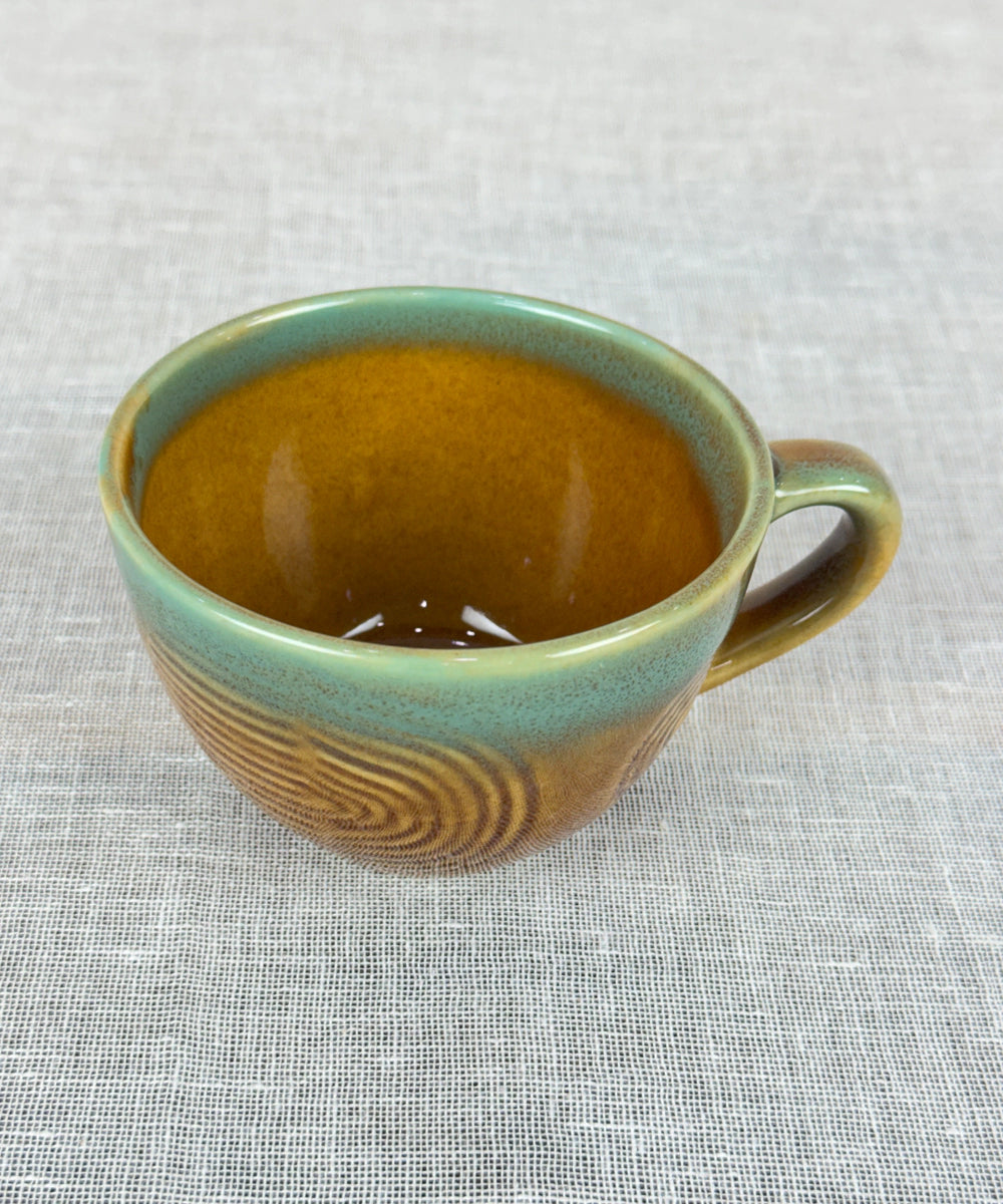 Gift Box Set of 2 pcs Amber & Turq Circular Line Ceramic Cup (180 ml)