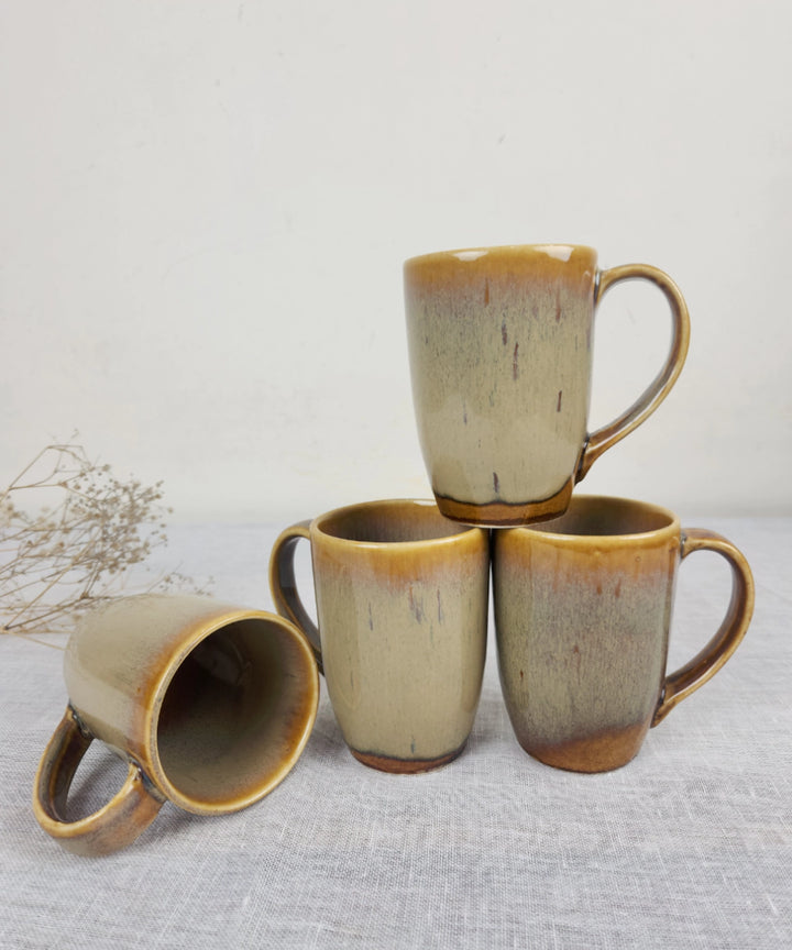 Set of 4 Brown Ceramic Cofee Mug (330 ml)
