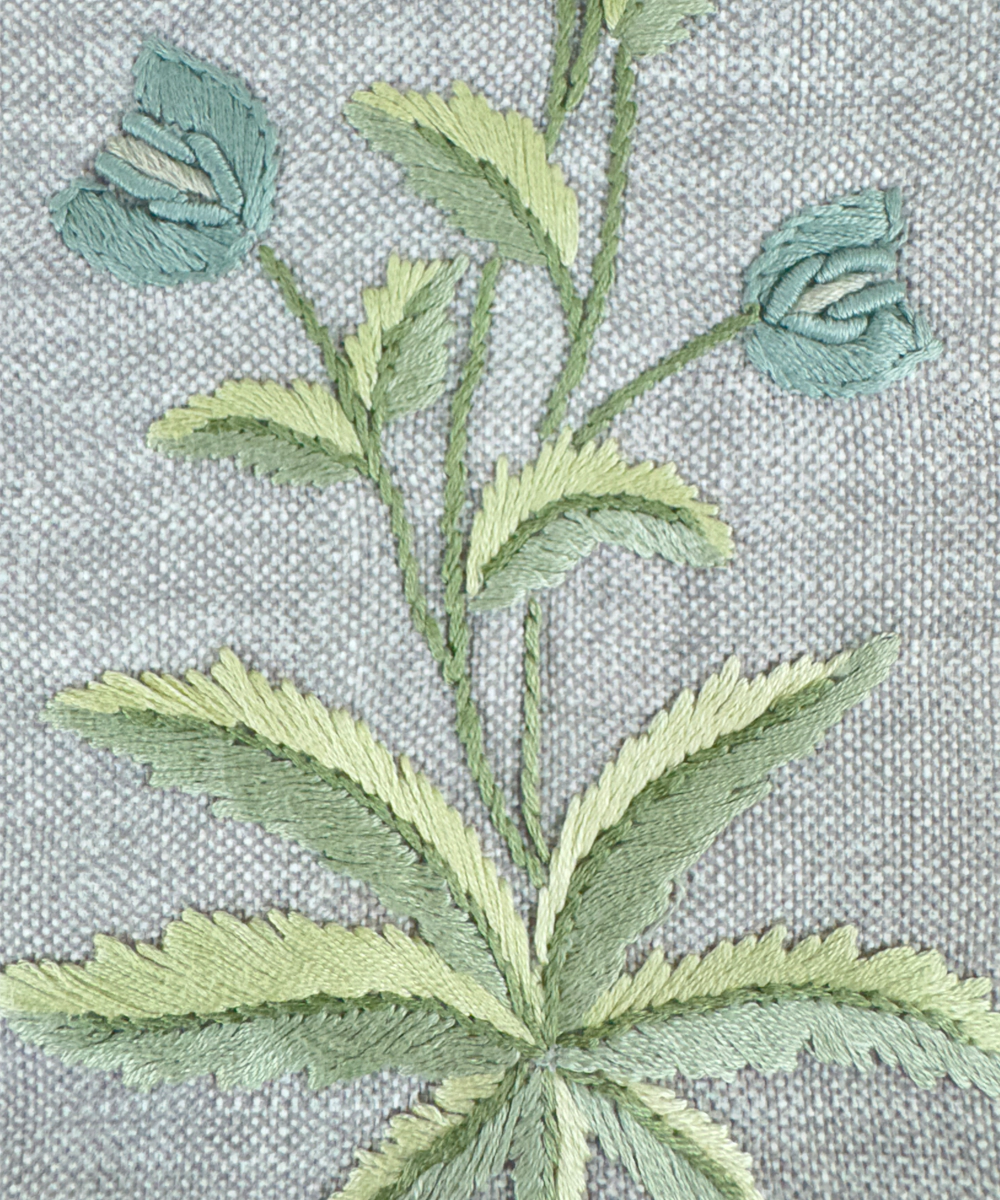 Heather Grey Floral Hand Embroidered Cushion Cover (12x18 Inches)