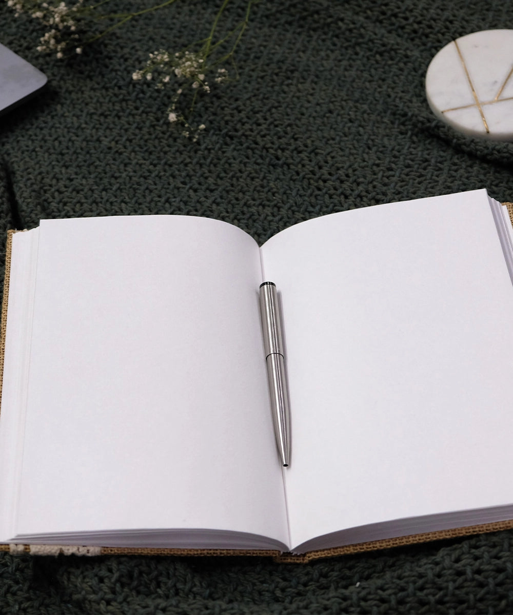 Beige Jute with Crochet lace Handmade Diary