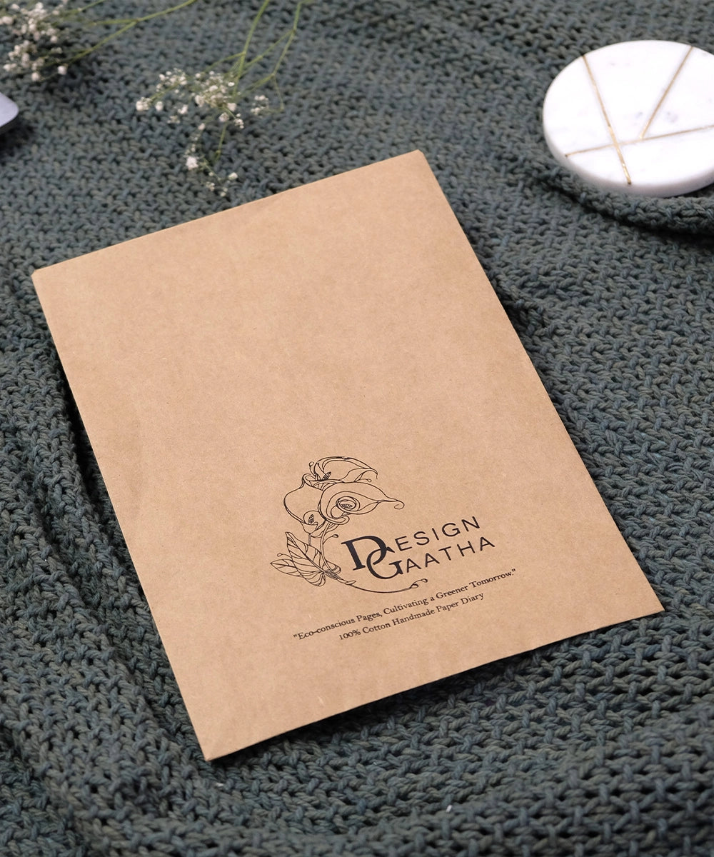 Beige Jute with Mesh Scallop Lace Handmade Diary