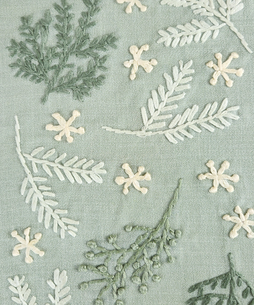 Fern Whisper Dupion Hand Embroidered Diary | Handmade paper