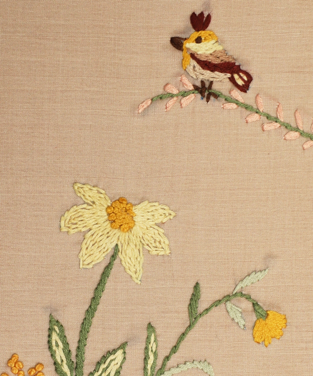 Beige Viscose Hand Embroidered Diary