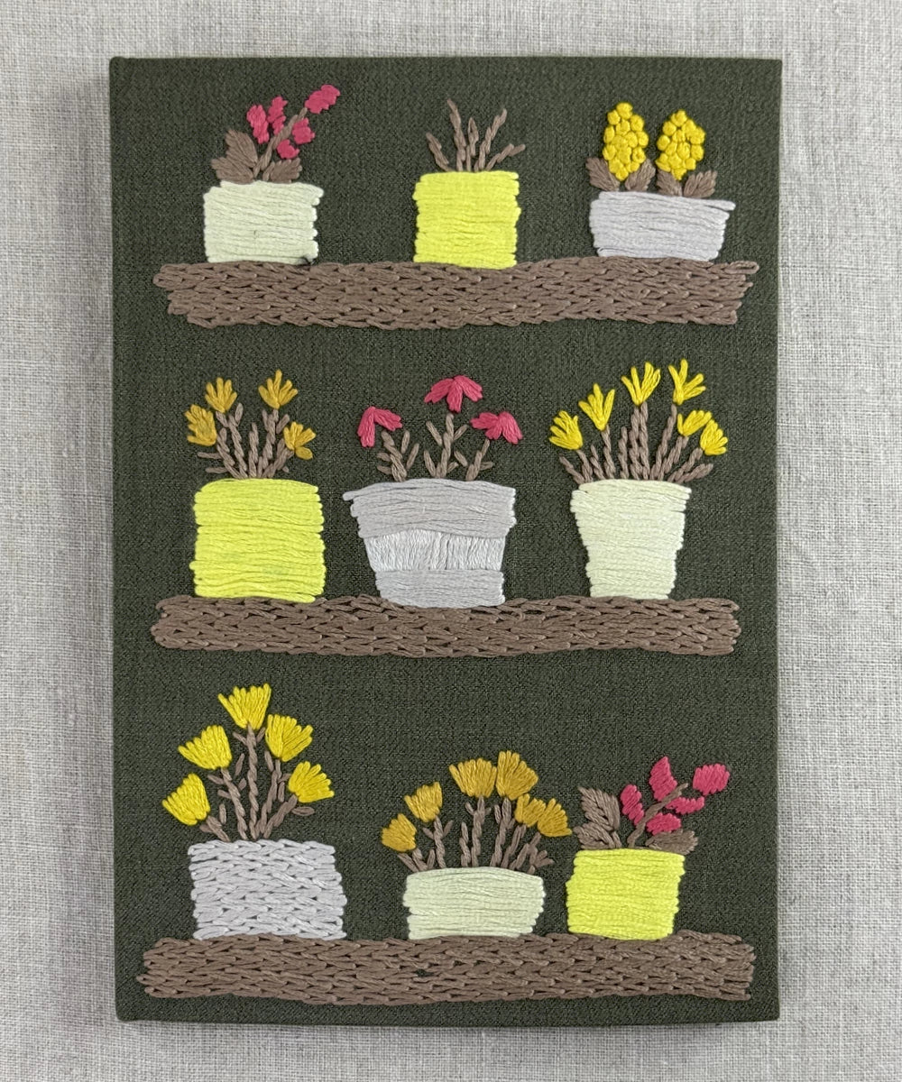 Olive Green Deep Cotton Hand Embroidered Diary {Handmade Paper)