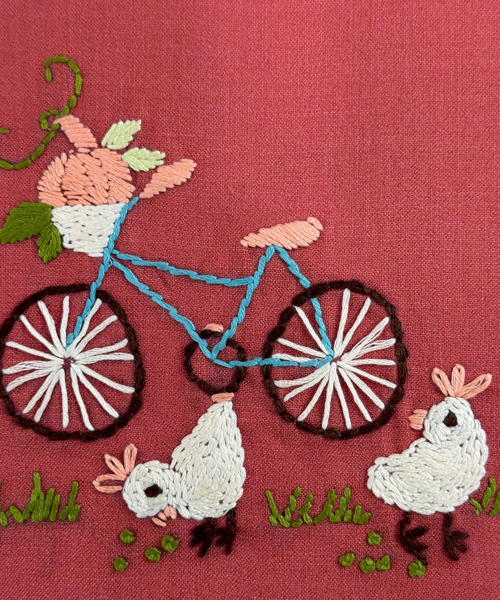 Deep Coral Red Cotton Hand Embroidered Diary {Handmade Paper)