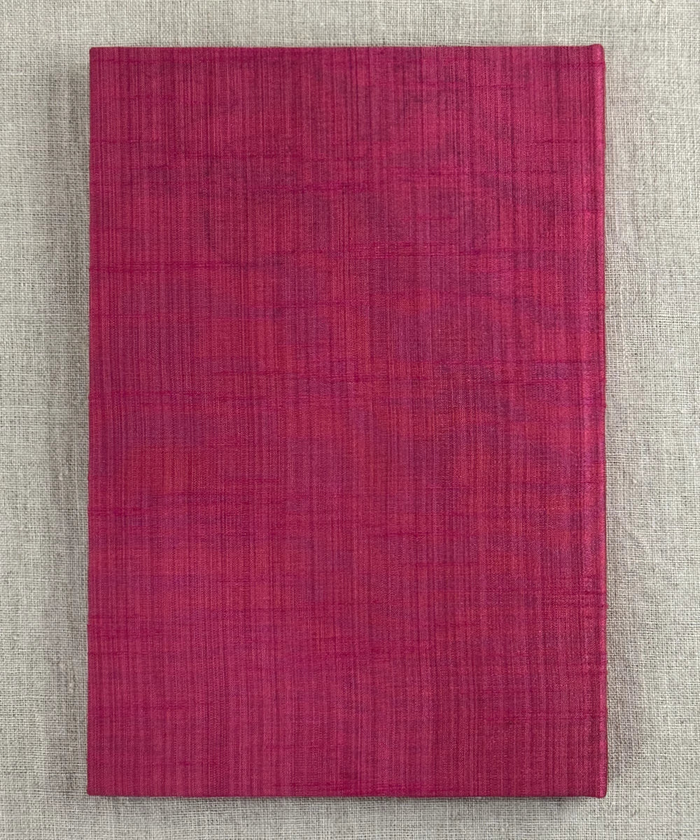 Deep Coral Red Dupion Hand Embroidered Diary {Handmade Paper)