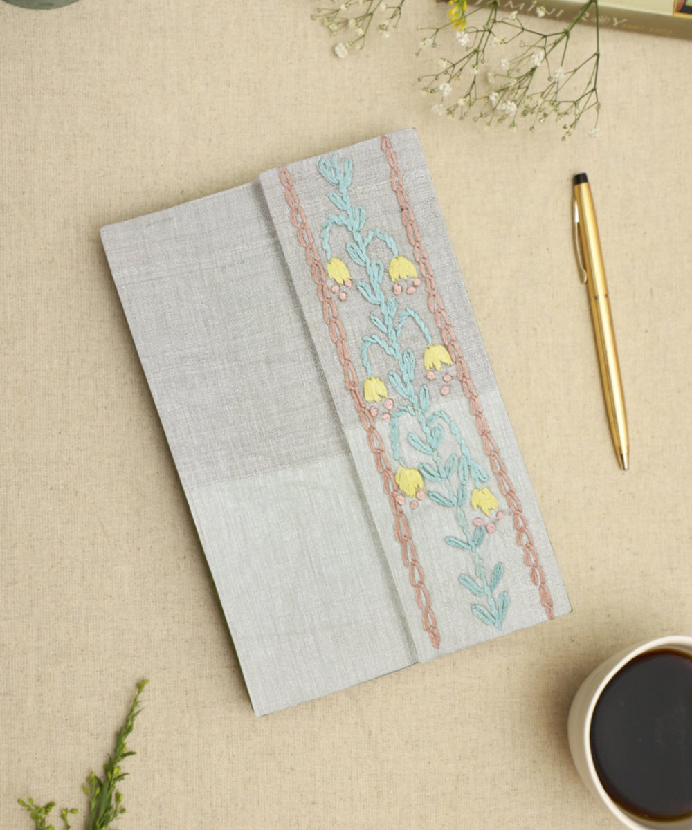 Natural Cotton Flex Hand Embroidered Diary (Handmade Paper)