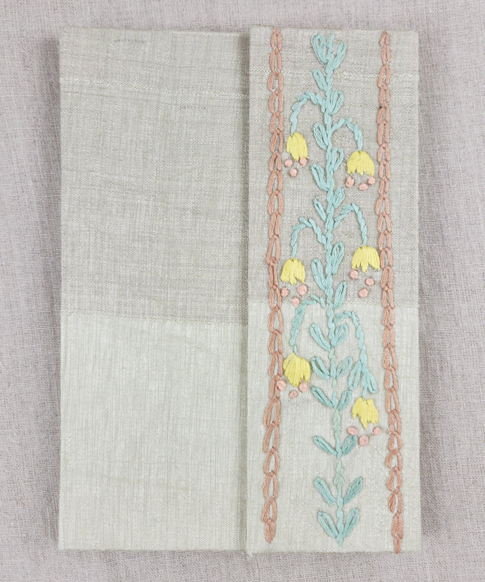 Natural Cotton Flex Hand Embroidered Diary (Handmade Paper)