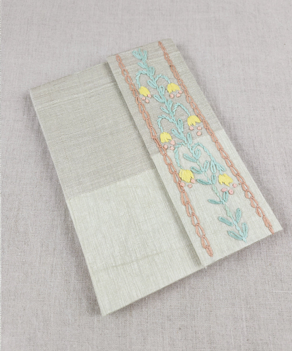 Natural Cotton Flex Hand Embroidered Diary (Handmade Paper)