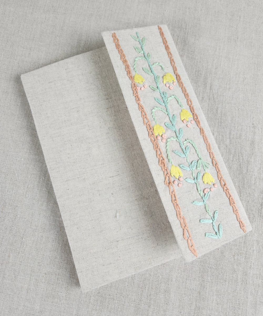 Ecru Cotton Flex Hand Embroidered Diary (Handmade Paper)