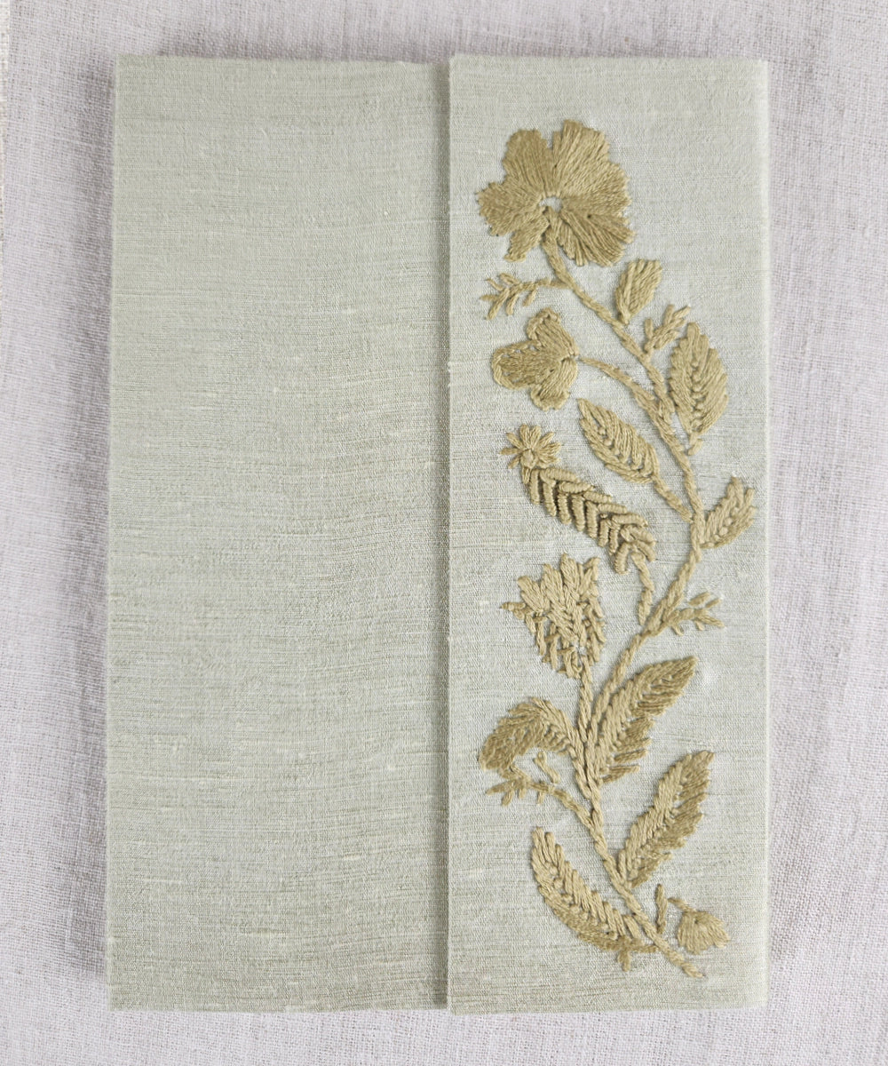 Olive Silk Blend Hand Embroidered Diary (Handmade Paper)