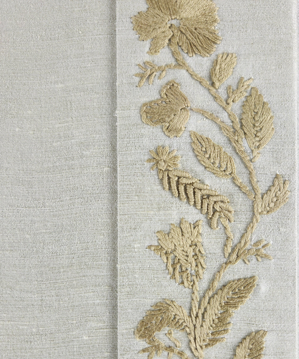 Olive Silk Blend Hand Embroidered Diary (Handmade Paper)