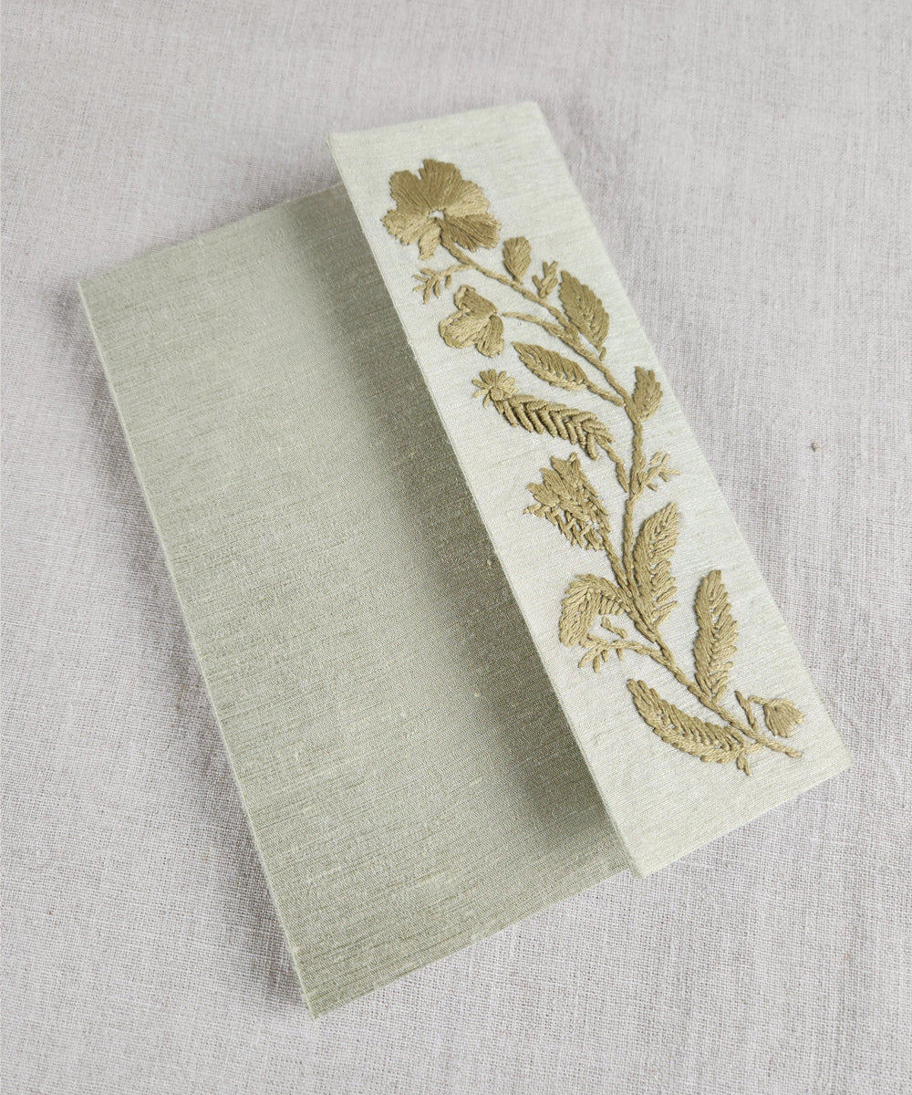 Olive Silk Blend Hand Embroidered Diary (Handmade Paper)