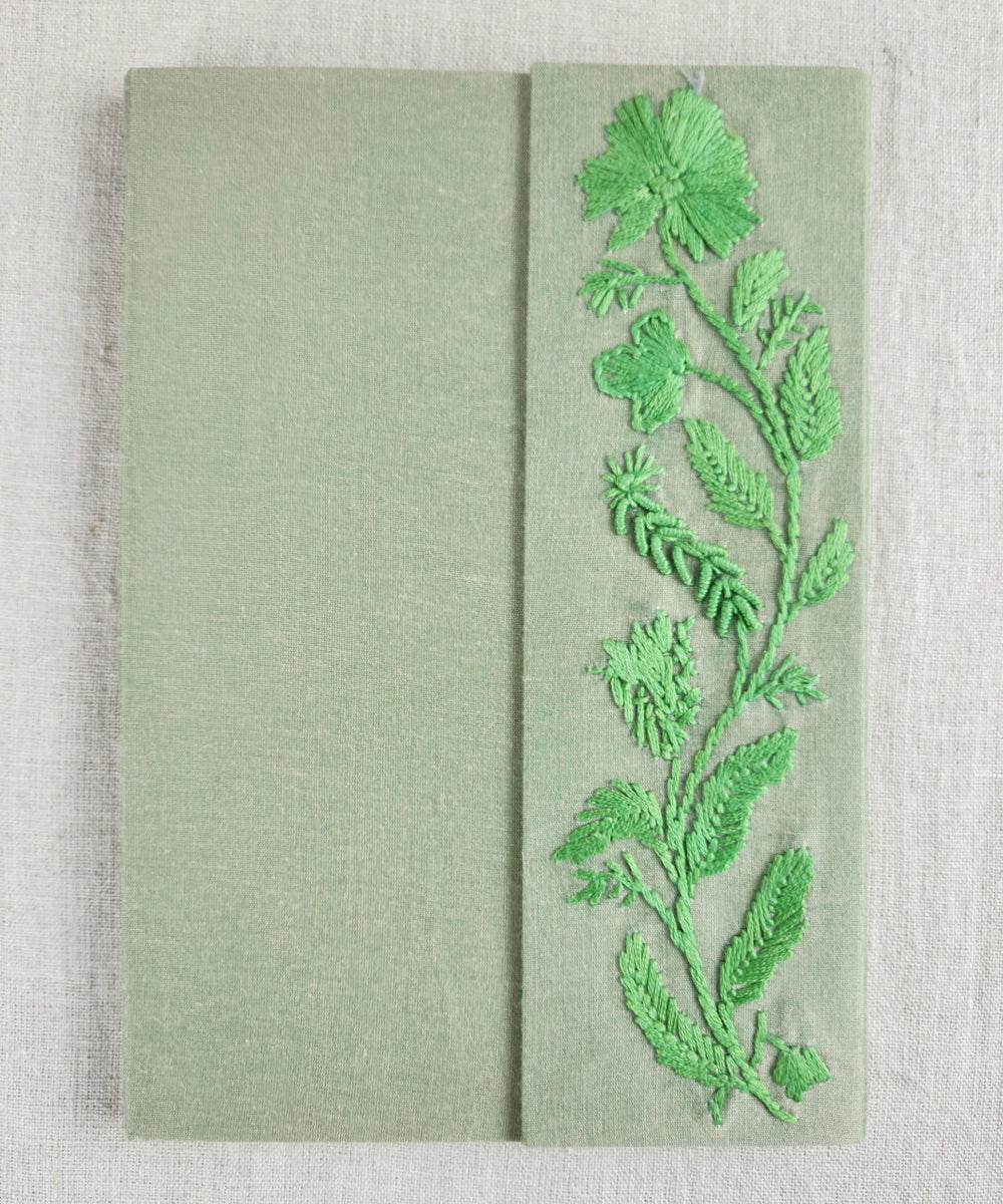 Olive Viscose Hand Embroidered Diary (Handmade Paper)