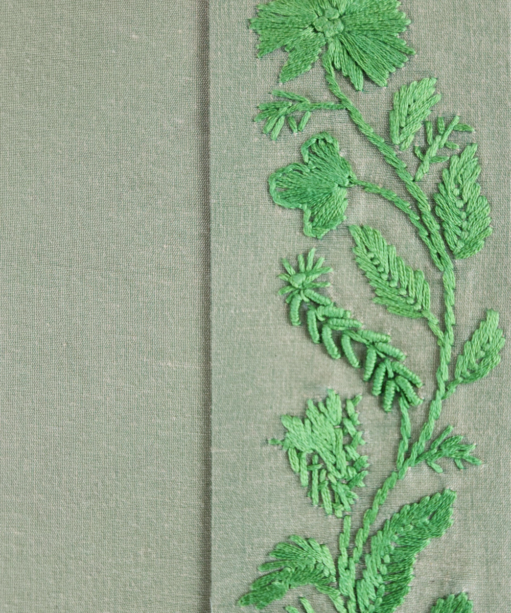 Olive Viscose Hand Embroidered Diary (Handmade Paper)