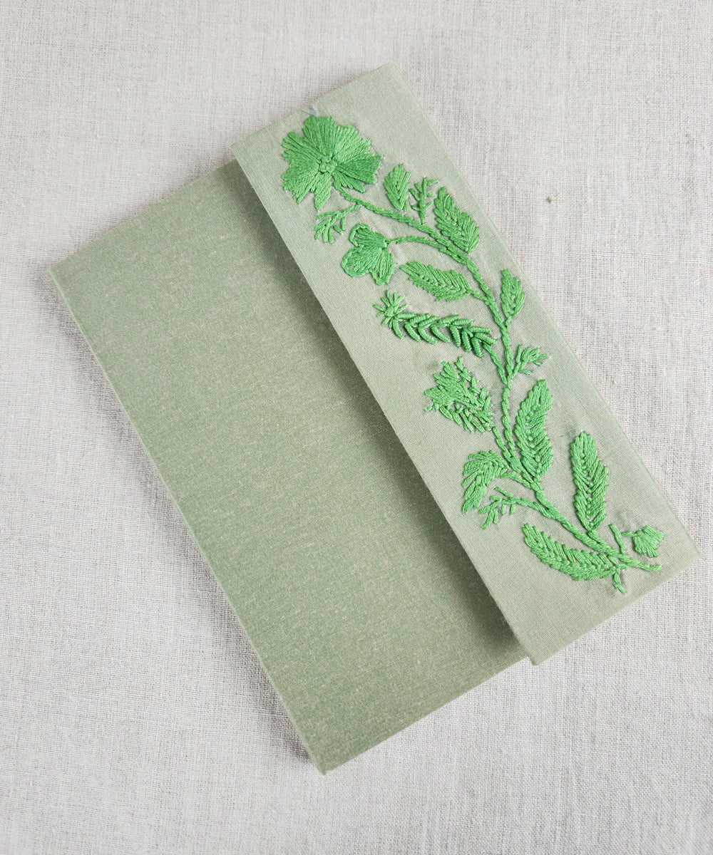 Olive Viscose Hand Embroidered Diary (Handmade Paper)