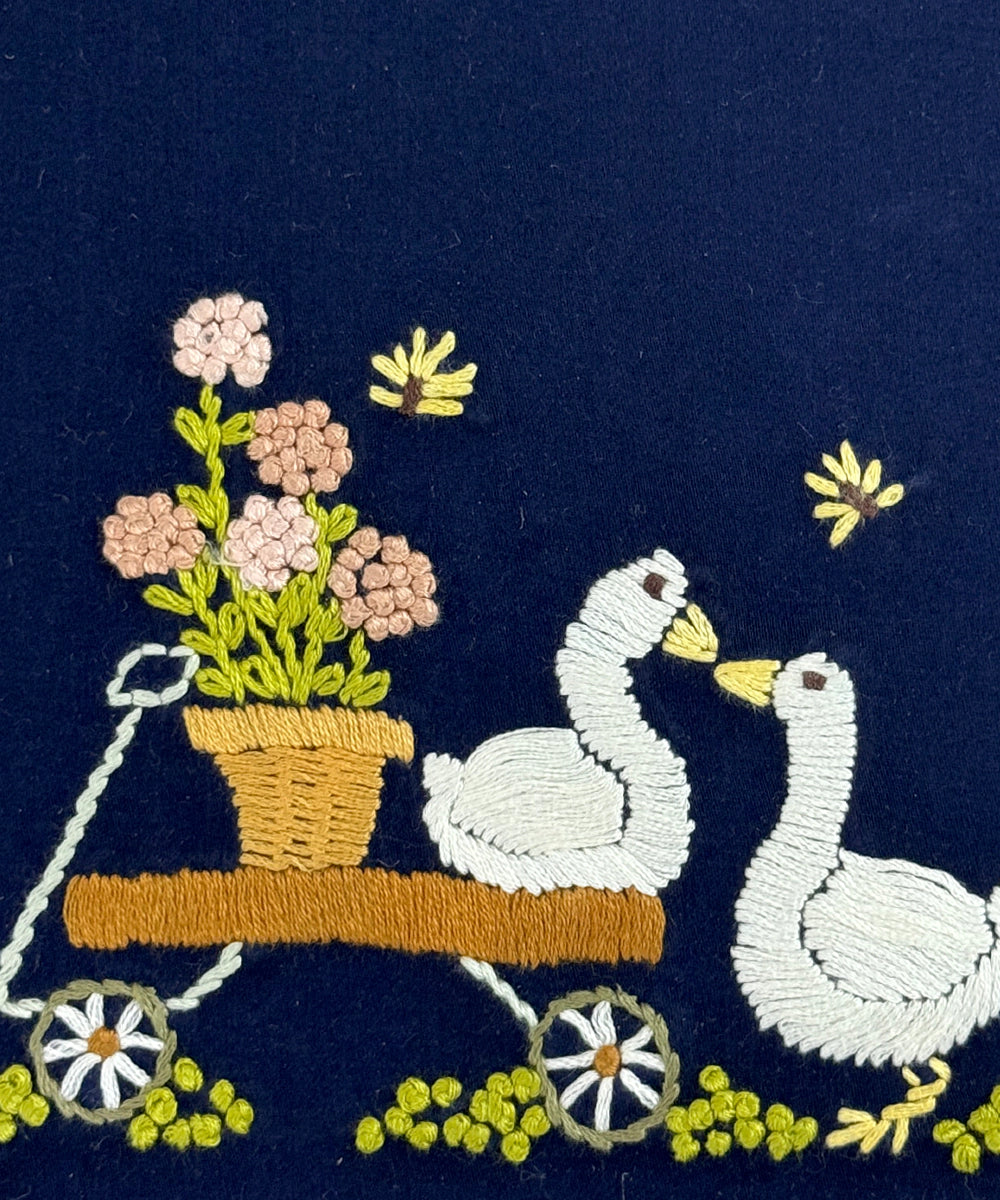 Navy Cotton Hand Embroidered Diary {Handmade Paper)