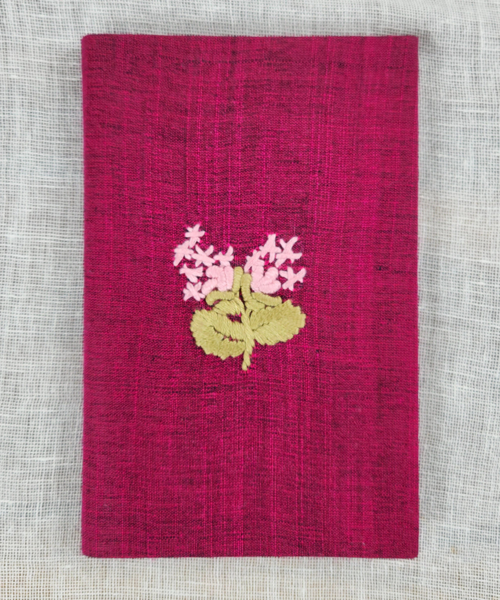 Set of 2 pcs Magenta & Beige Small Hand Embroidered Diary