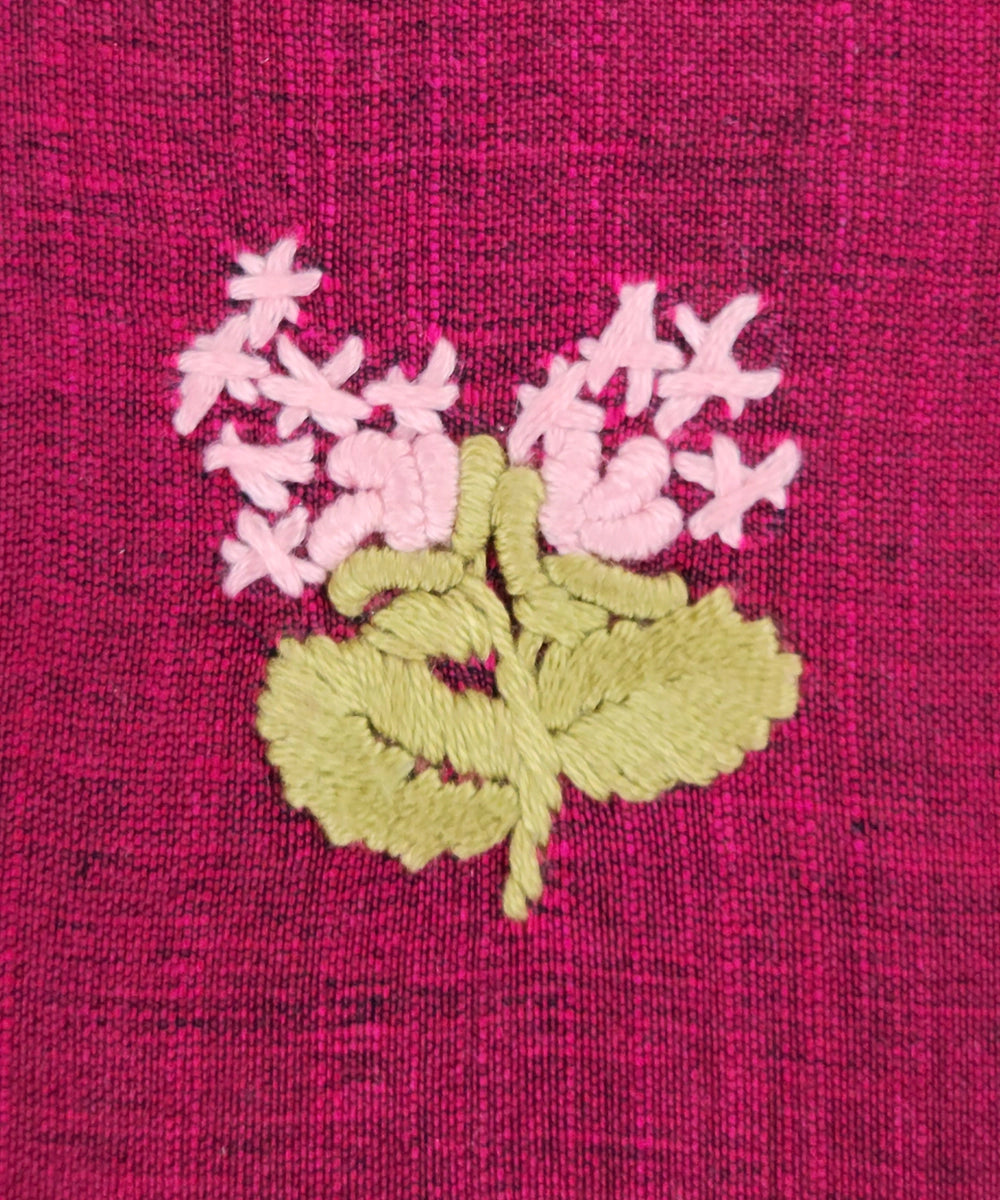 Set of 2 pcs Magenta & Beige Small Hand Embroidered Diary