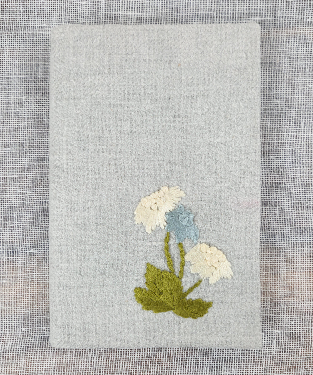 Set of 2 pcs Natural & Light Blue Small Hand Embroidered Diary