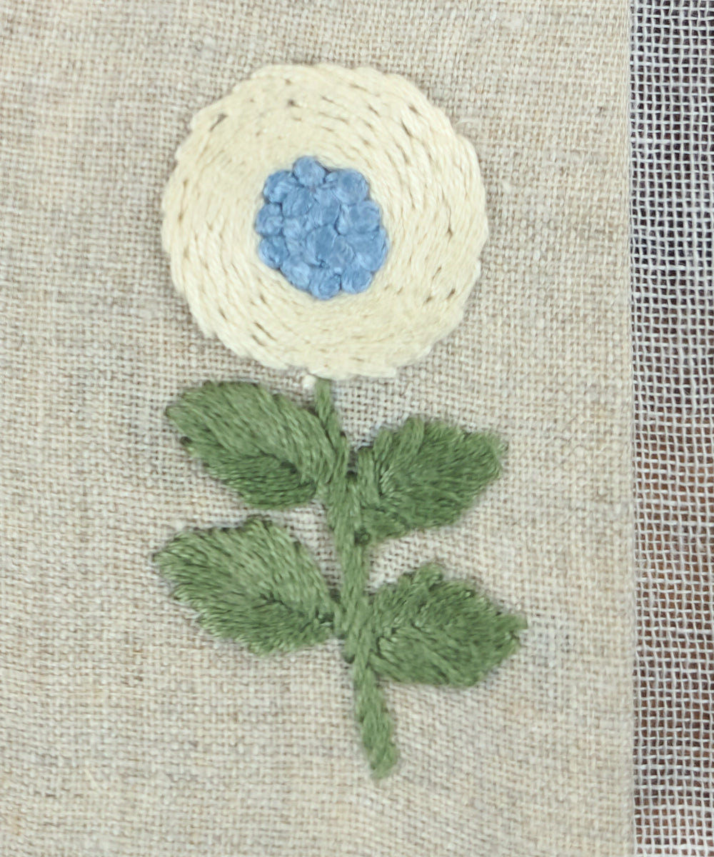 Set of 2 pcs Natural & Light Blue Small Hand Embroidered Diary