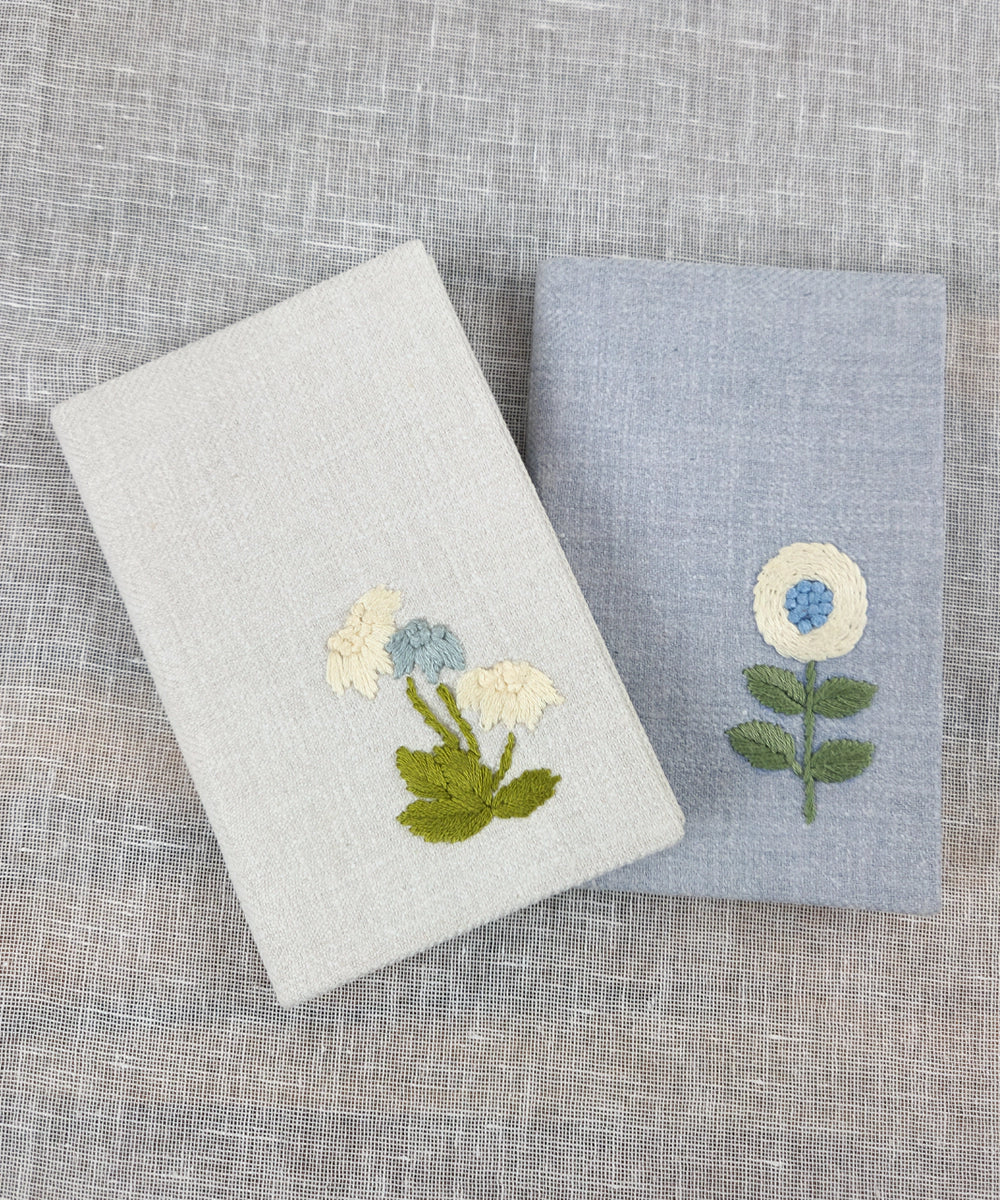 Set of 2 pcs Blue & Light Blue Small Hand Embroidered Diary