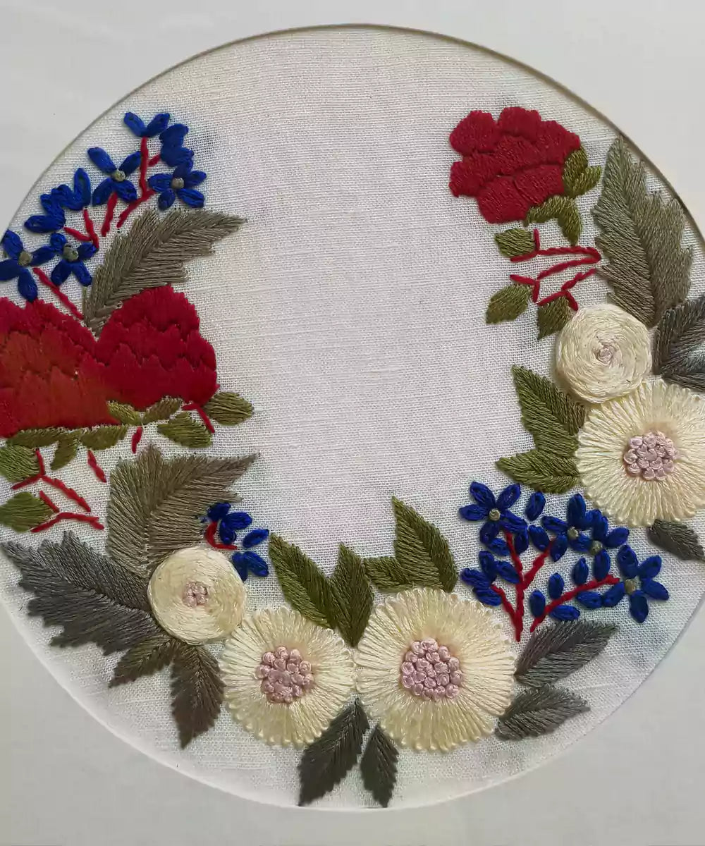 Multicolor Arc Hand Embroidered Wall Art | Framed