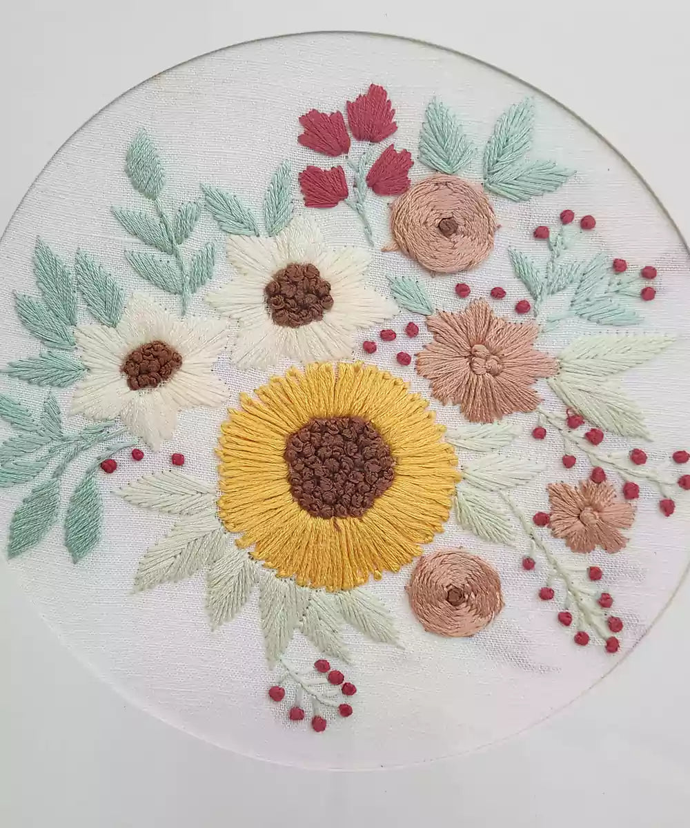 Yellow Charm Hand Embroidered Wall Art | Framed