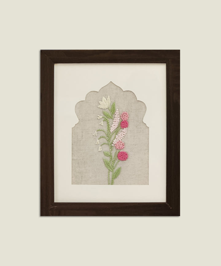 Floral Haven Hand Embroidered Wall Art | Framed
