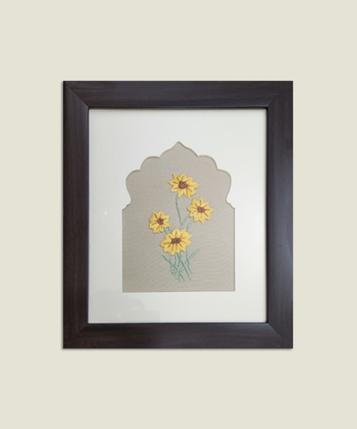 Meadow Glow Hand Embroidered Wall Art | Framed