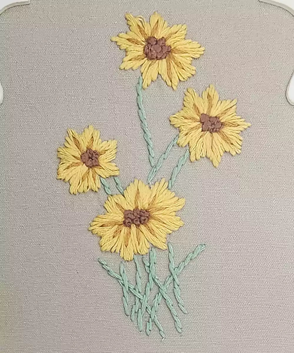 Meadow Glow Hand Embroidered Wall Art | Framed