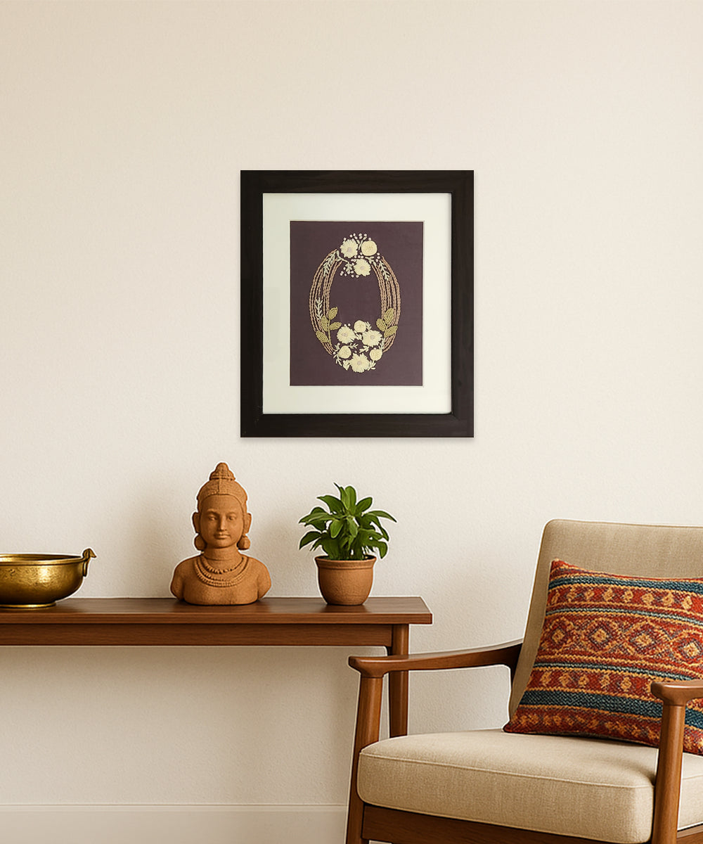 Threaded Garland Hand Embroidered Wall Art | Framed