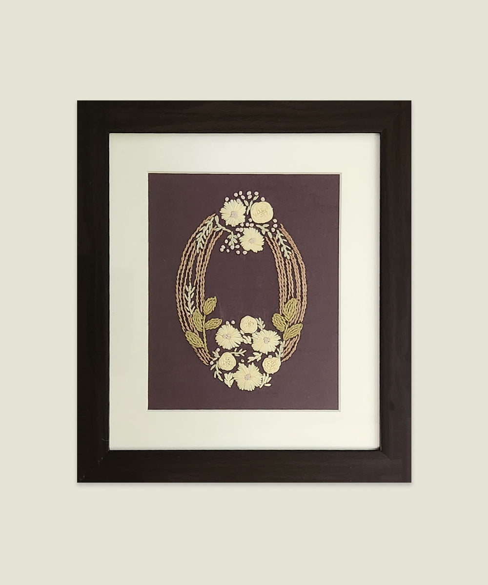Threaded Garland Hand Embroidered Wall Art | Framed