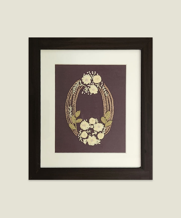 Threaded Garland Hand Embroidered Wall Art | Framed