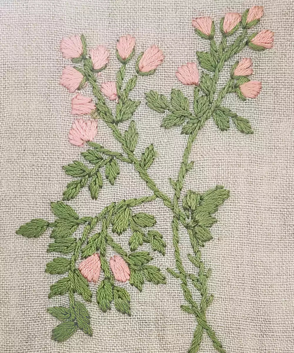 Botanical Pair Threaded Hand Embroidered Wall Accent | Acrylic Framed Wall Art