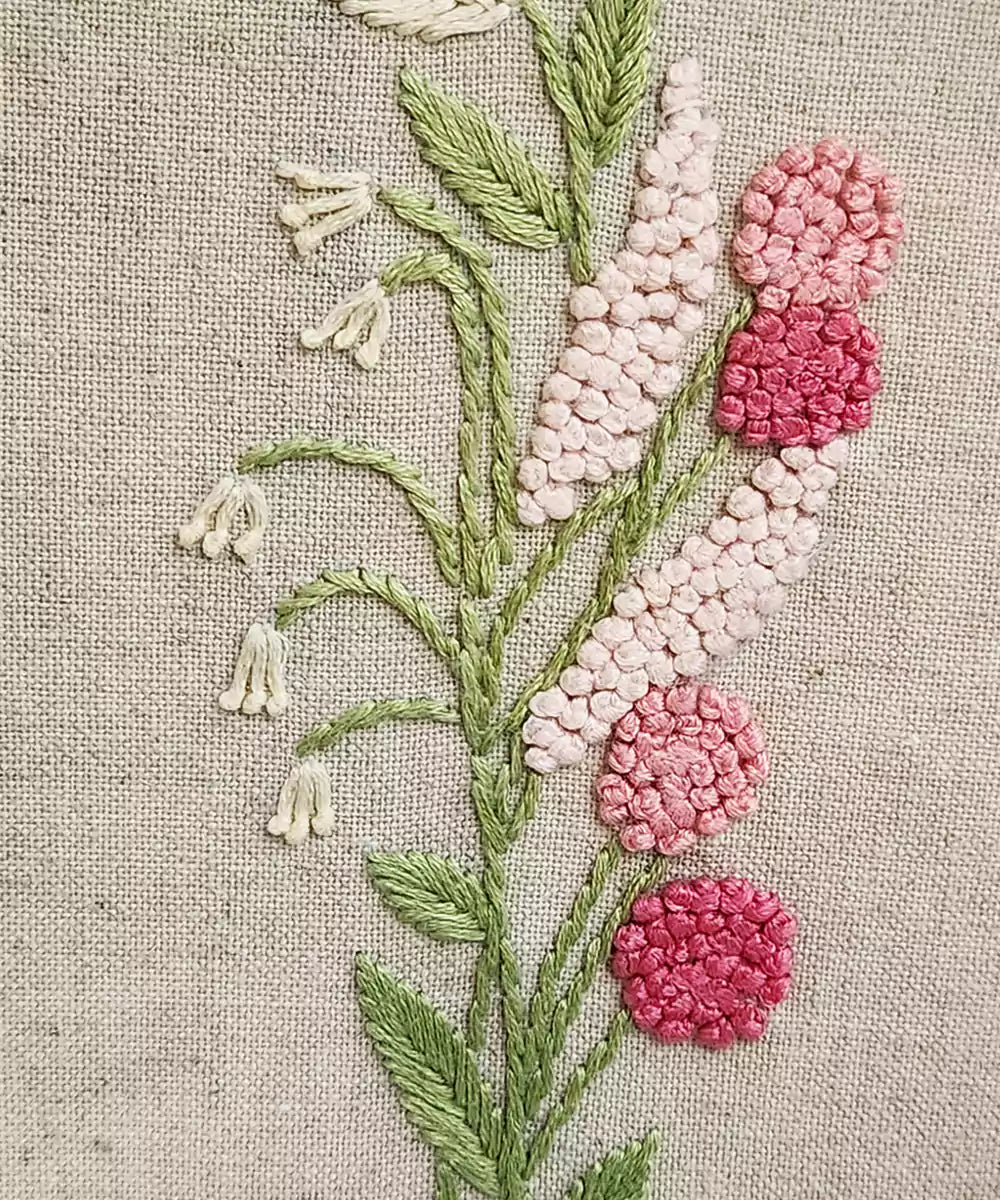 Floral Harmony 3-panel Hand Embroidered Wall Hanging | Acrylic Framed Wall Art