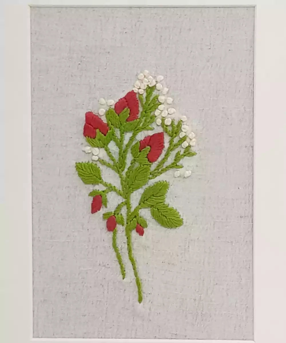 Spring Story 3-panel Hand Embroidered Wall Hanging | Acrylic Framed Wall Art