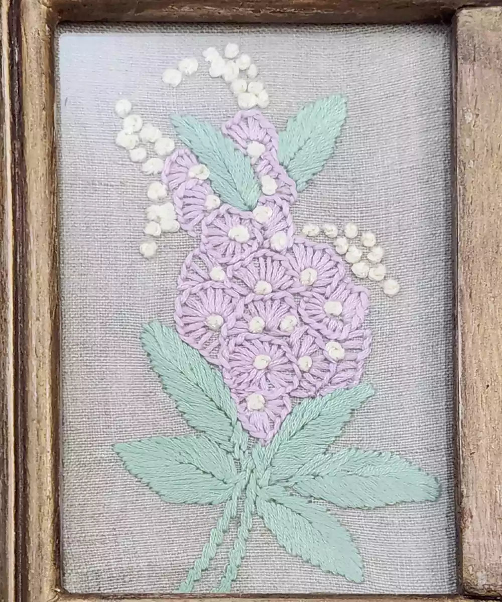 Floral Window Hand Embroidered Wall Accent | Wooden Framed Wall Art