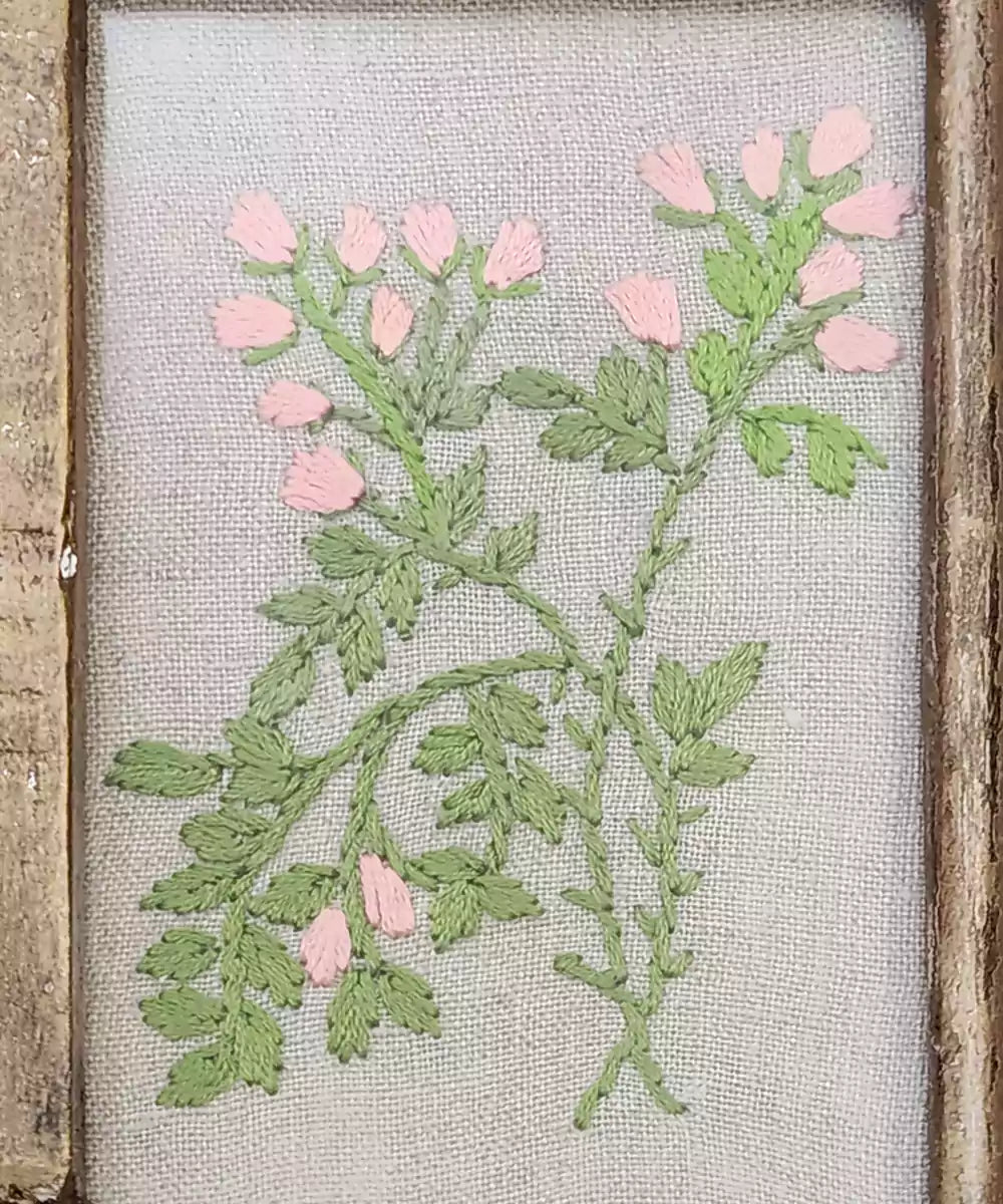 Cottage Garden 2-Panel Hand Embroidered Wall Accent | Wooden Framed Wall Art