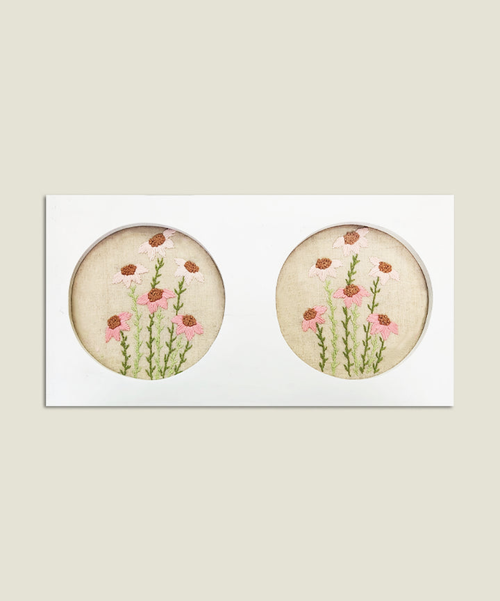 Floral Chorus Hand Embroidered Wall Hanging | Wooden Framed Wall Art