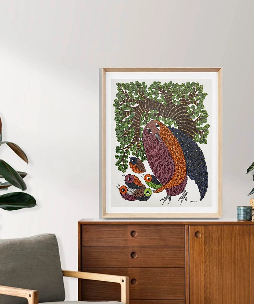 Gond Hand Painting | Owl | 11.5 x 15 Inches | Unframed