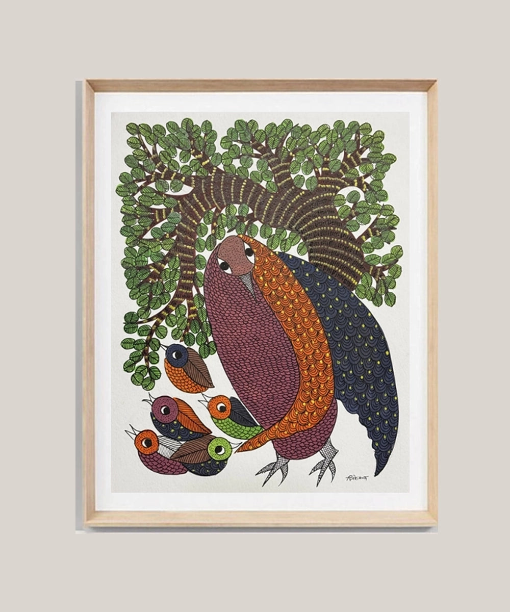 Gond Hand Painting | Owl | 11.5 x 15 Inches | Unframed